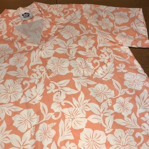 VTG HILO HATTIE Floral Hawaiian Peach Shirt XL